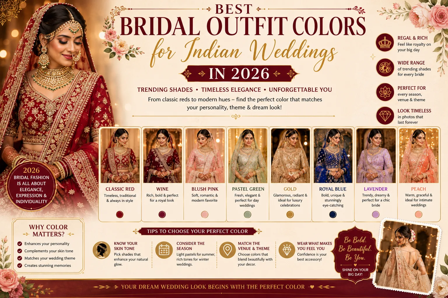 Best Bridal Outfit Colors for Indian Weddings in 2026